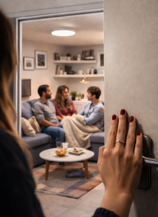 הבעל טוען כי לא הוא הזמין את השכנים לממ"ד, אלא אשתו. "הטענה של אשתי כי כבר בחודש יוני נרקם קשר ביני לבין השכנה, היא הזויה"